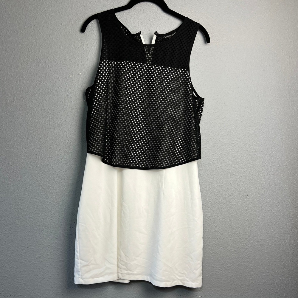 W118 by Walter Baker Tuxedo Black White Two Tone Mesh Overlay Mini Dress Size M